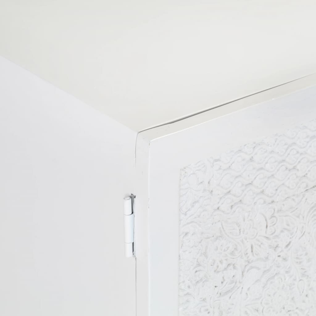 Tv Cabinet White 115X30X46 Cm Solid Mango Wood