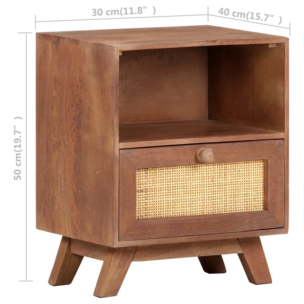 Bedside Cabinet 40X30X50 Cm Solid Mango Wood