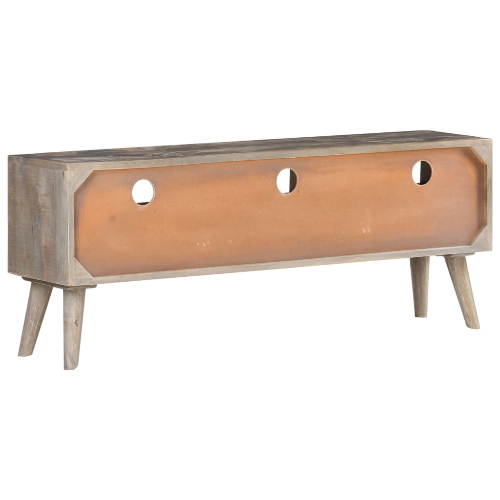 Tv Cabinet Grey 130X35X51 Cm Solid Rough Mango Wood