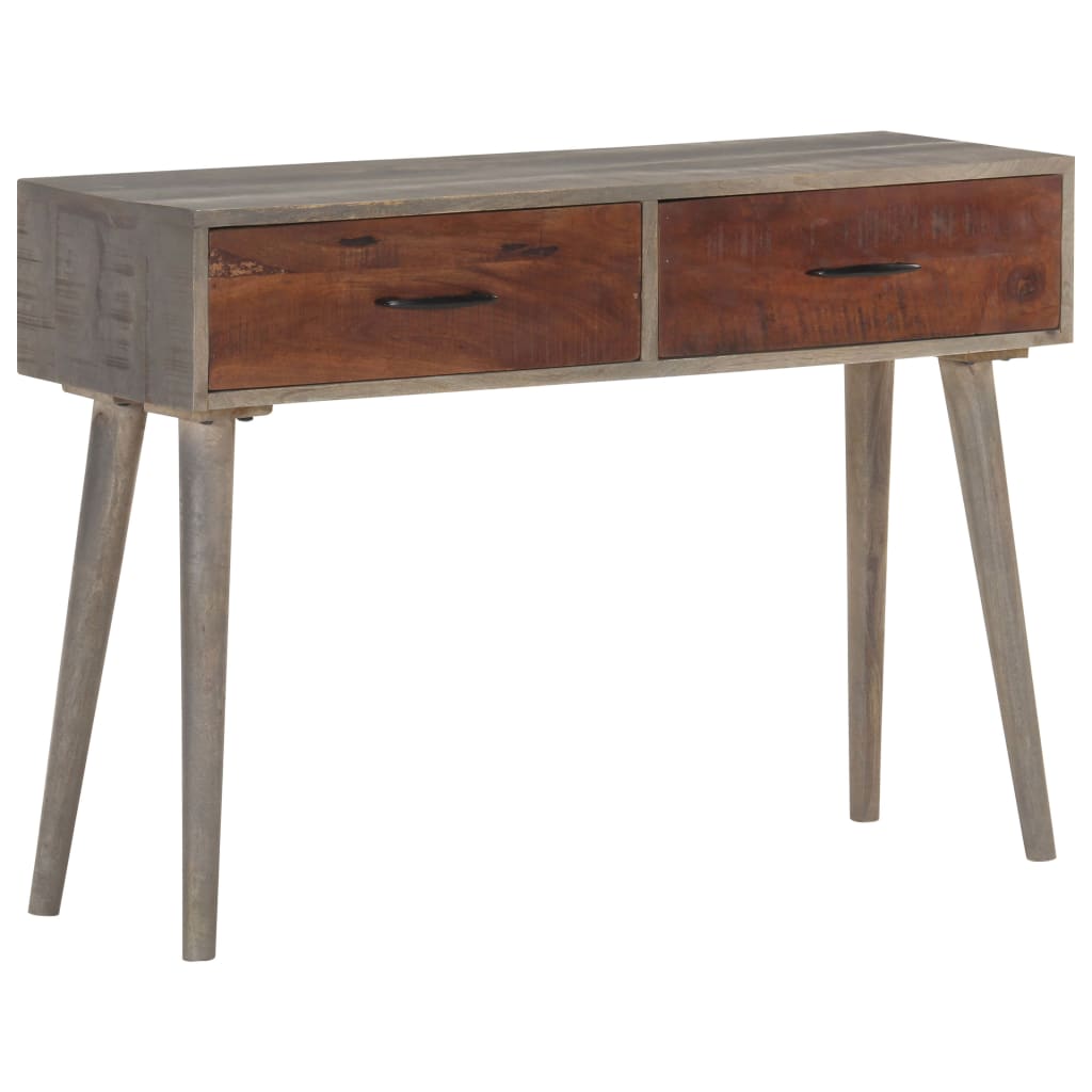 Console Table Grey 110X35X75 Cm Solid Rough Mango Wood