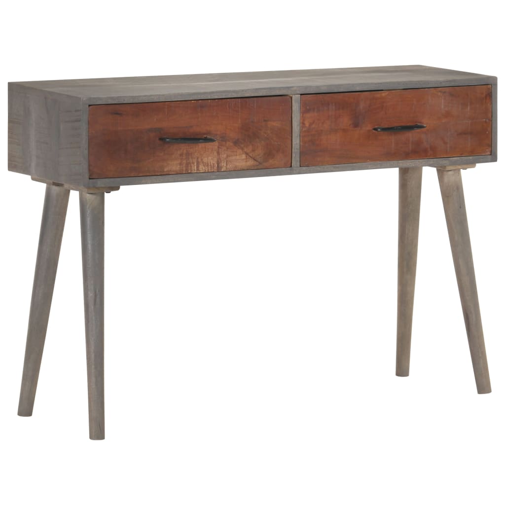 Console Table Grey 110X35X75 Cm Solid Rough Mango Wood