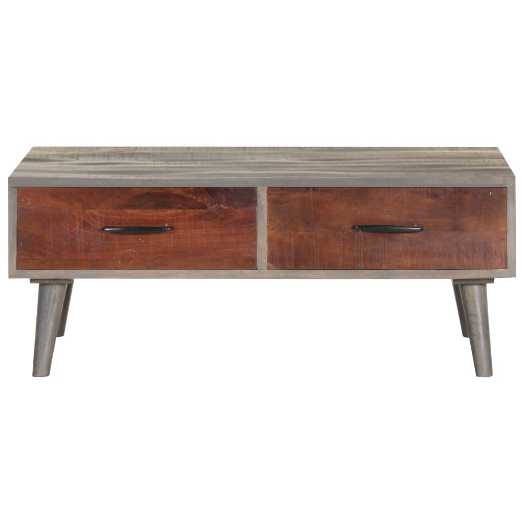 Coffee Table Grey 100X60X40 Cm Solid Rough Mango Wood