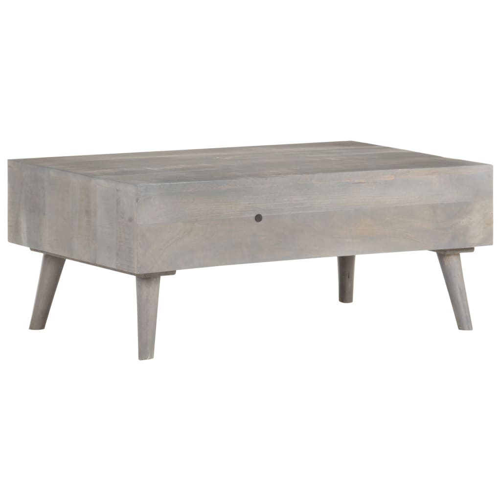 Coffee Table Grey 100X60X40 Cm Solid Rough Mango Wood