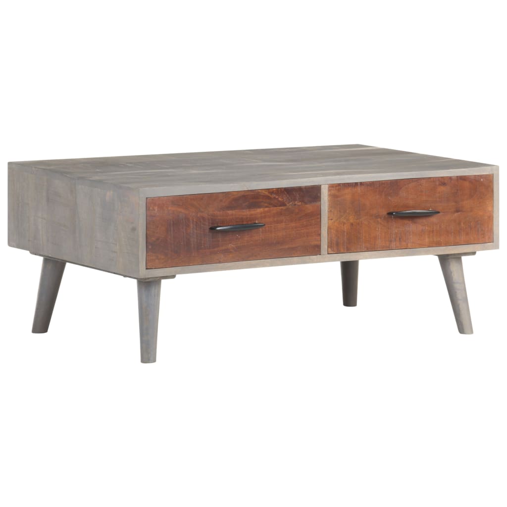 Coffee Table Grey 100X60X40 Cm Solid Rough Mango Wood