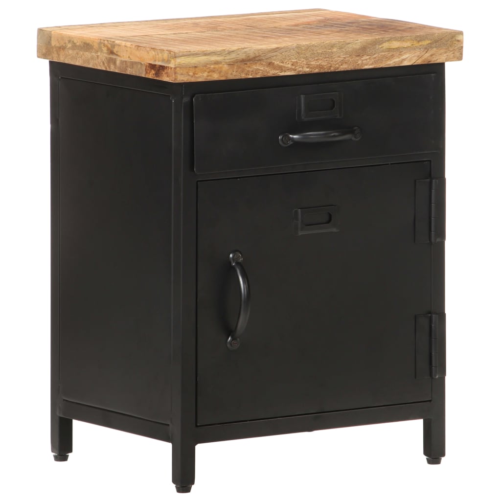 Bedside Cabinet 40X30X52 Cm Rough Mango Wood