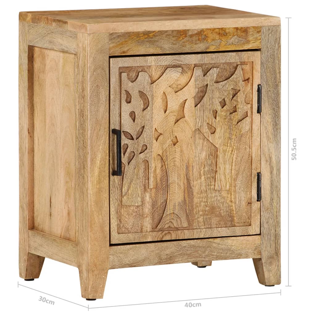 Bedside Cabinet 40X30X50 Cm Solid Mango Wood