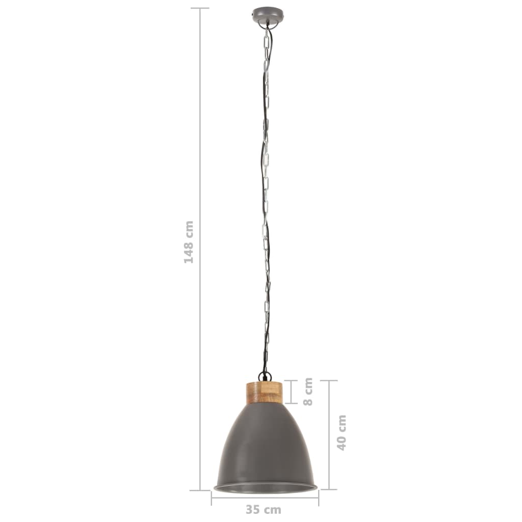 Industrial Hanging Lamp Iron & Solid Wood E27
