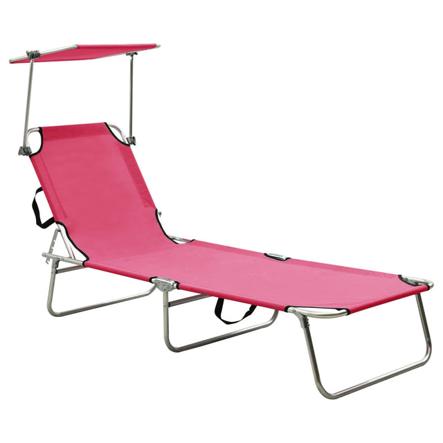 Folding Sun Lounger With Canopy Steel Magento