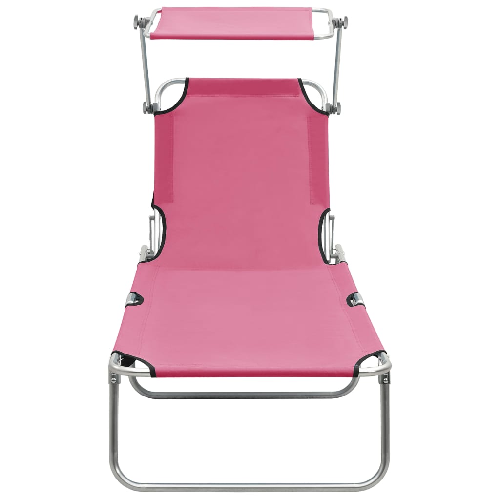 Folding Sun Lounger With Canopy Steel Magento
