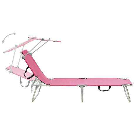 Folding Sun Lounger With Canopy Steel Magento