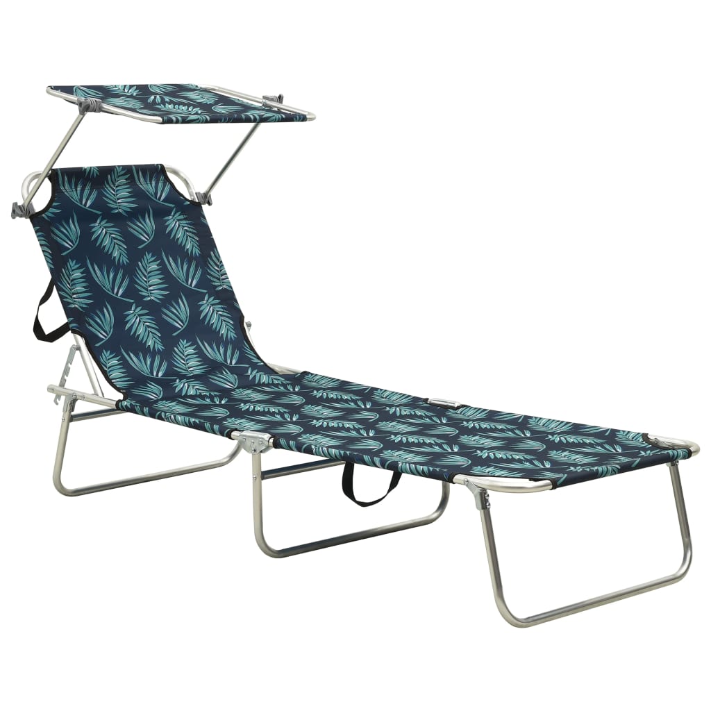 Folding Sun Lounger With Canopy Steel Magento