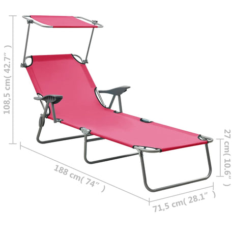 Sun Lounger With Canopy Steel