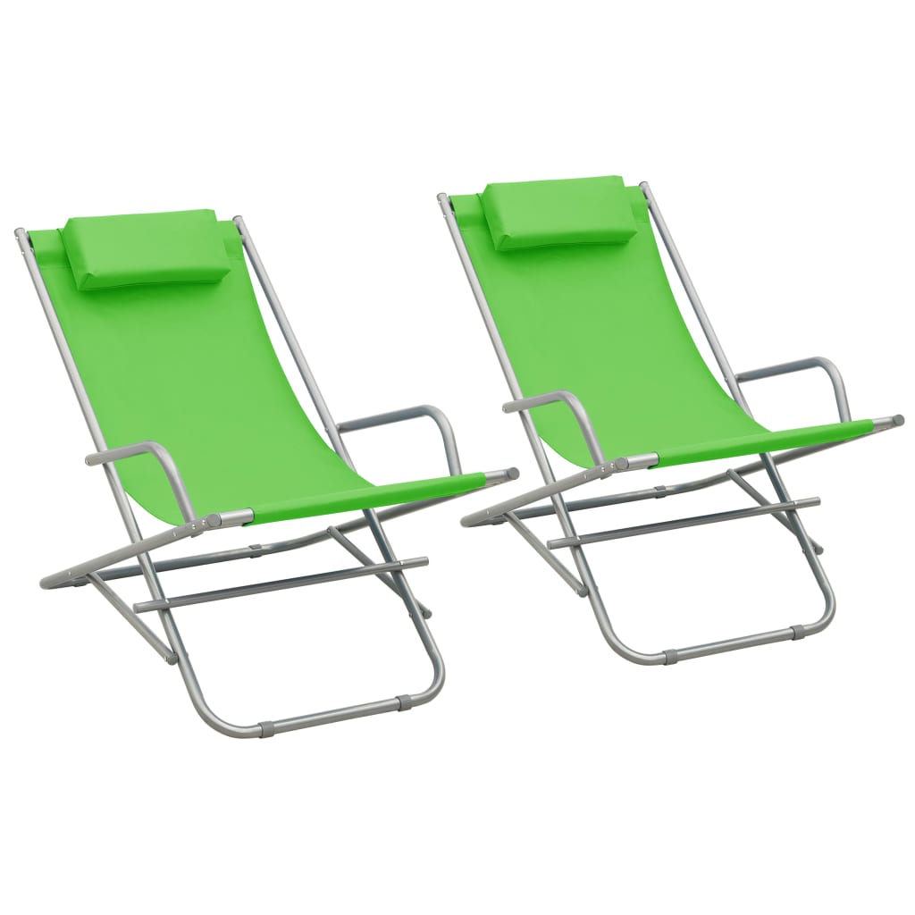 Reclining Deck Chairs 2 Pcs Steel
