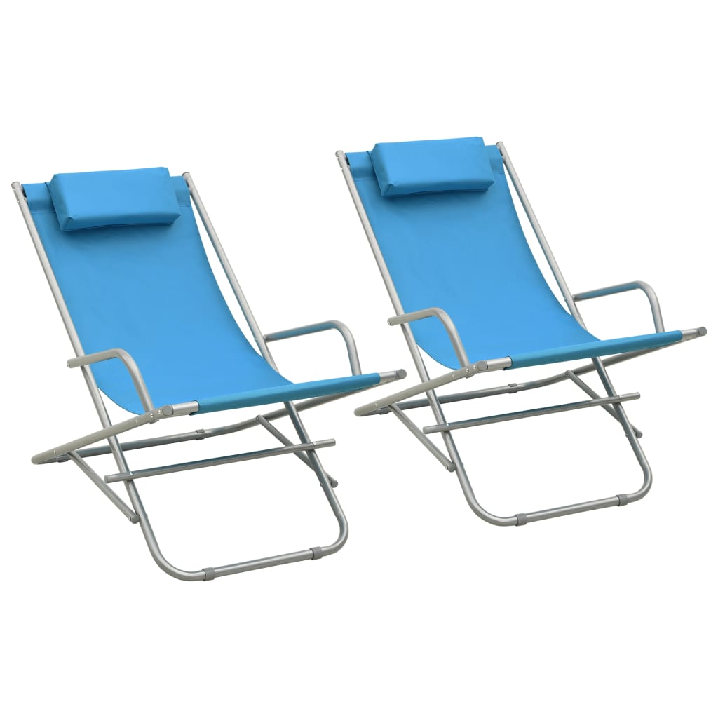 Reclining Deck Chairs 2 Pcs Steel
