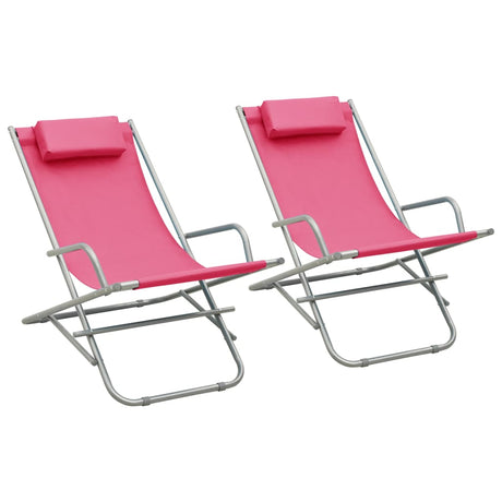 Reclining Deck Chairs 2 Pcs Steel