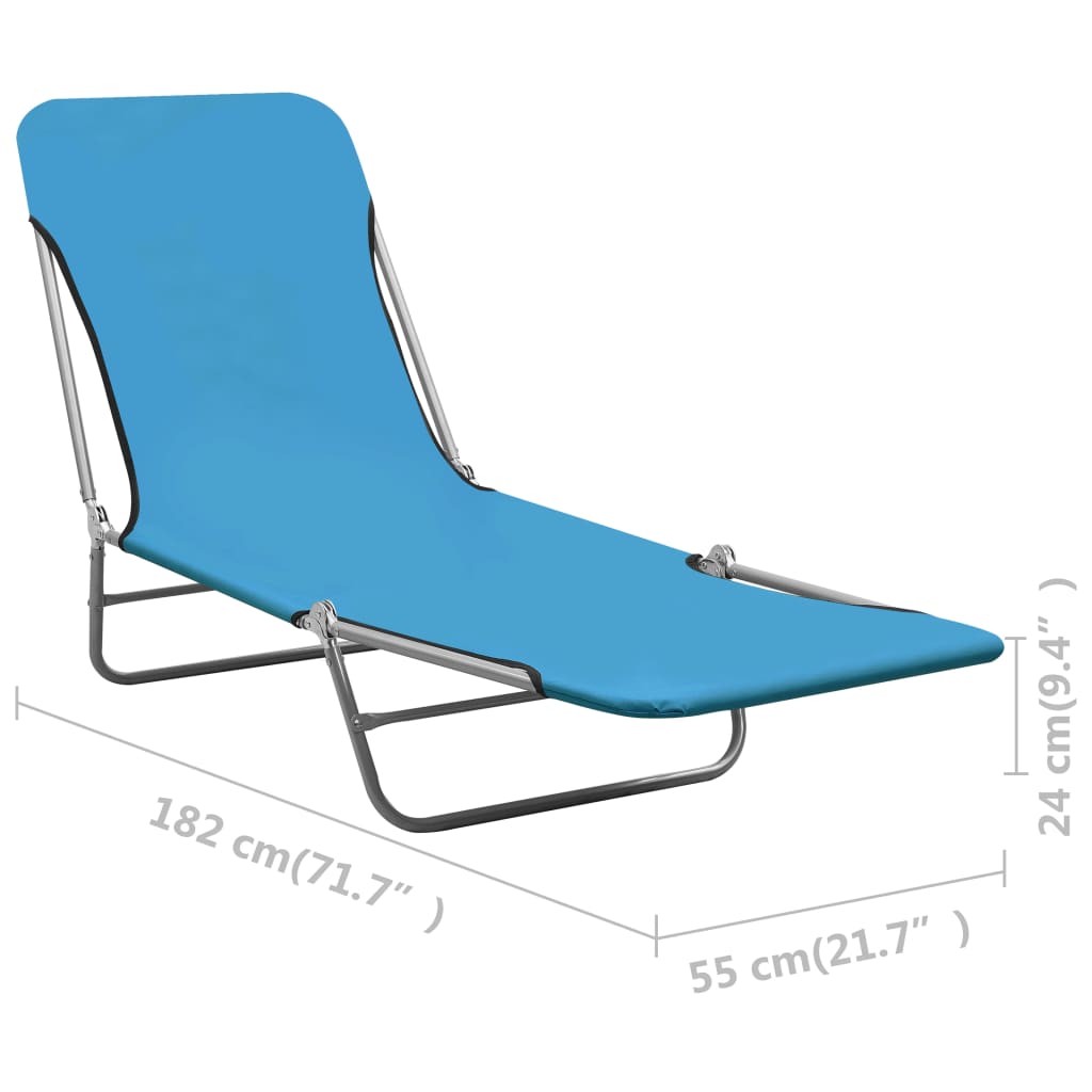 Folding Sun Loungers 2 Pcs Steel And Fabric