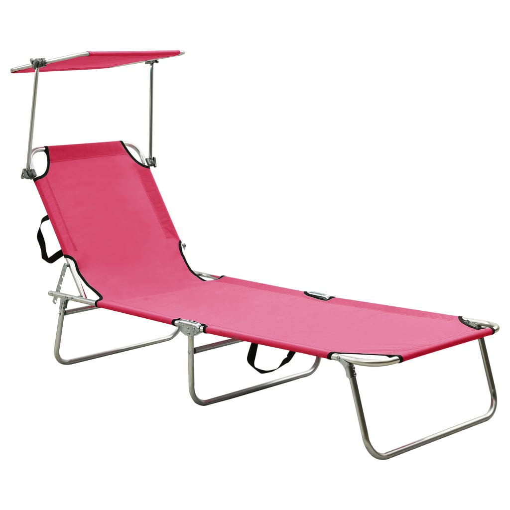 Folding Sun Lounger With Canopy Aluminium