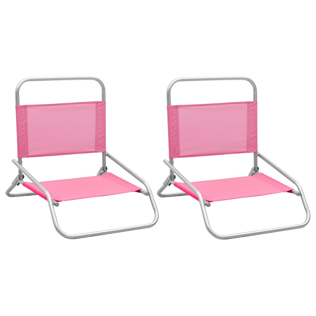 Folding Beach Chairs 2 Pcs Fabric