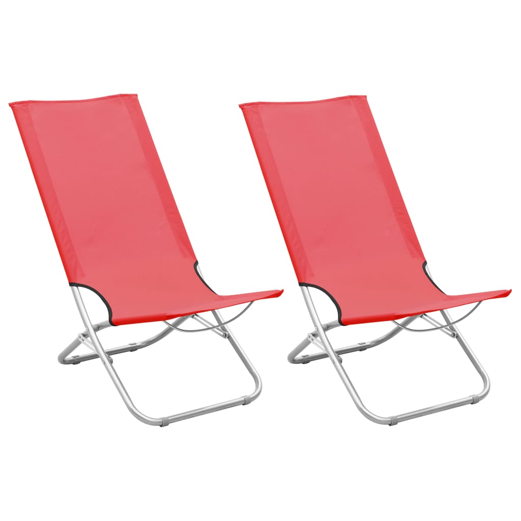 Folding Beach Chairs 2 Pcs Fabric