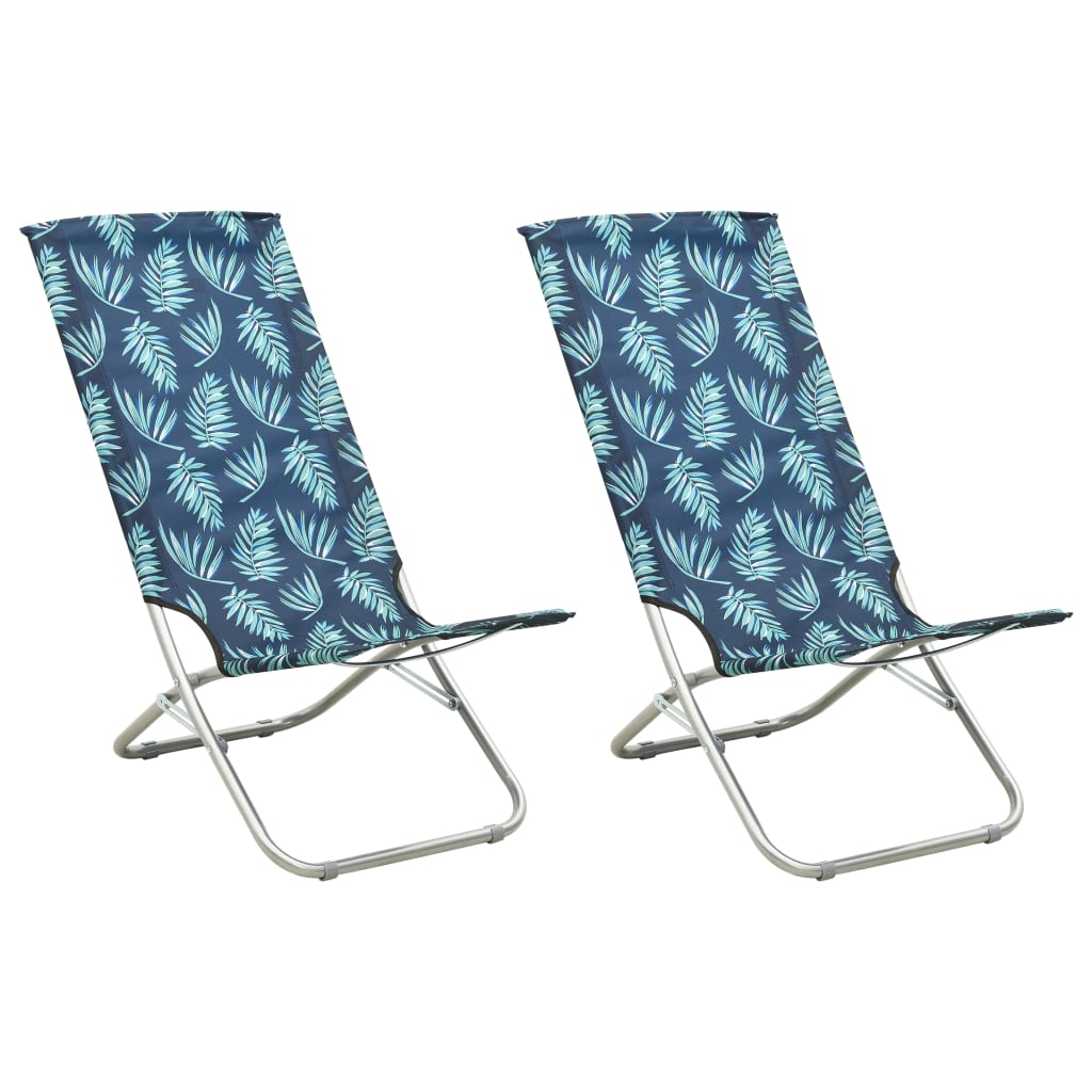Folding Beach Chairs 2 Pcs Fabric
