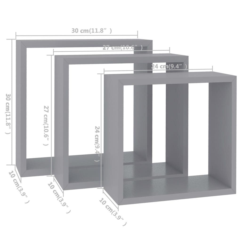 Wall Cube Shelves 3 Pcs Mdf