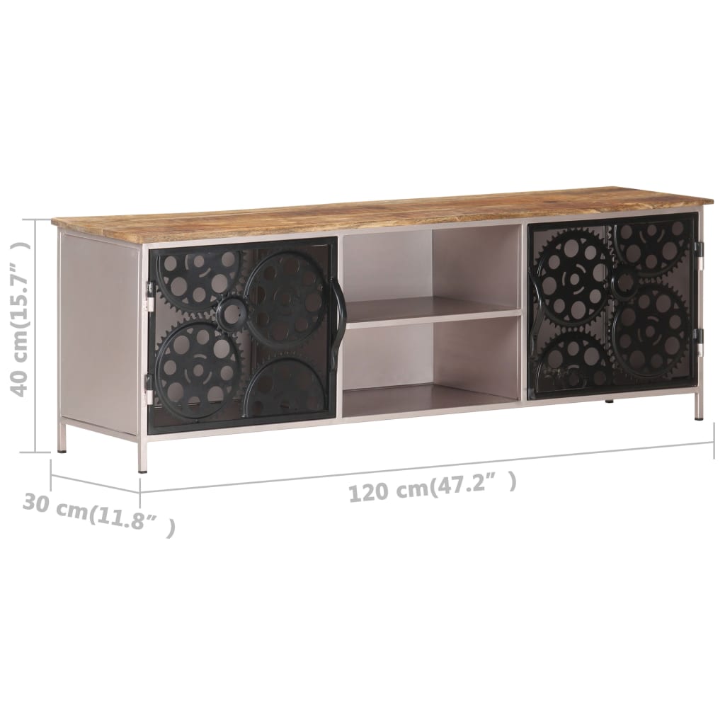 Tv Cabinet 120X30X40 Cm Rough Mango Wood
