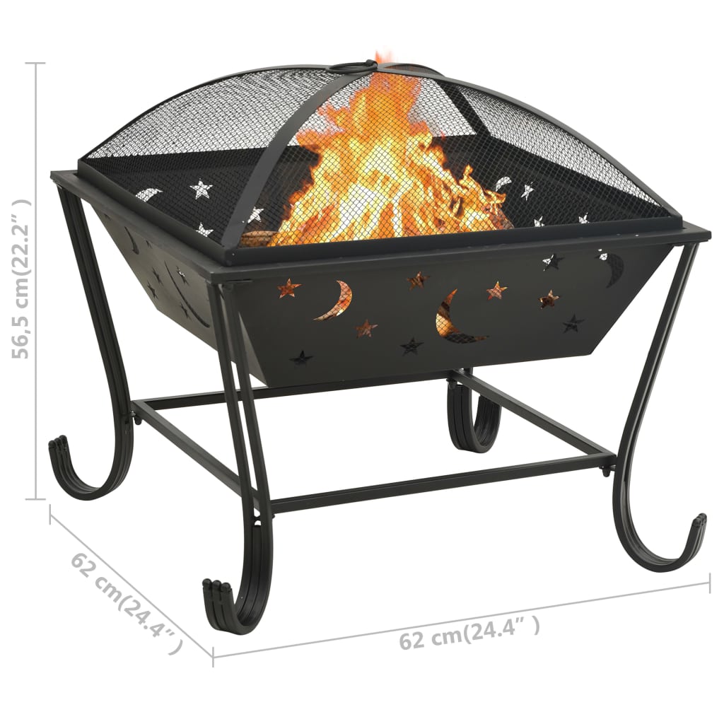 Fire Pit With Poker 62 Cm Xxl Steel