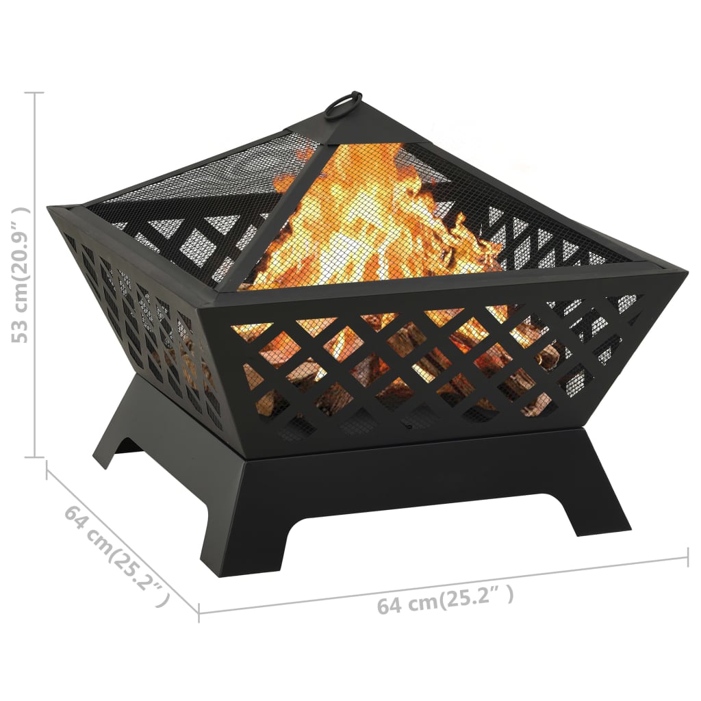 Fire Pit With Poker 64 Cm Xxl Steel