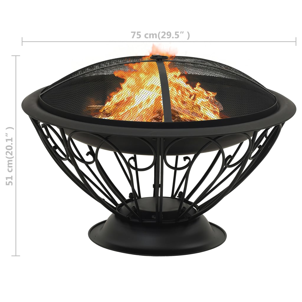 Fire Pit With Poker 75 Cm Xxl Steel