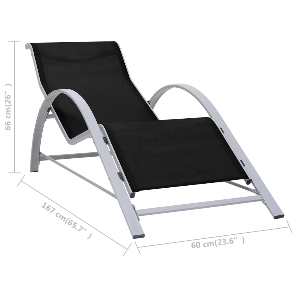 Sun Loungers 2 Pcs With Table Aluminium Black