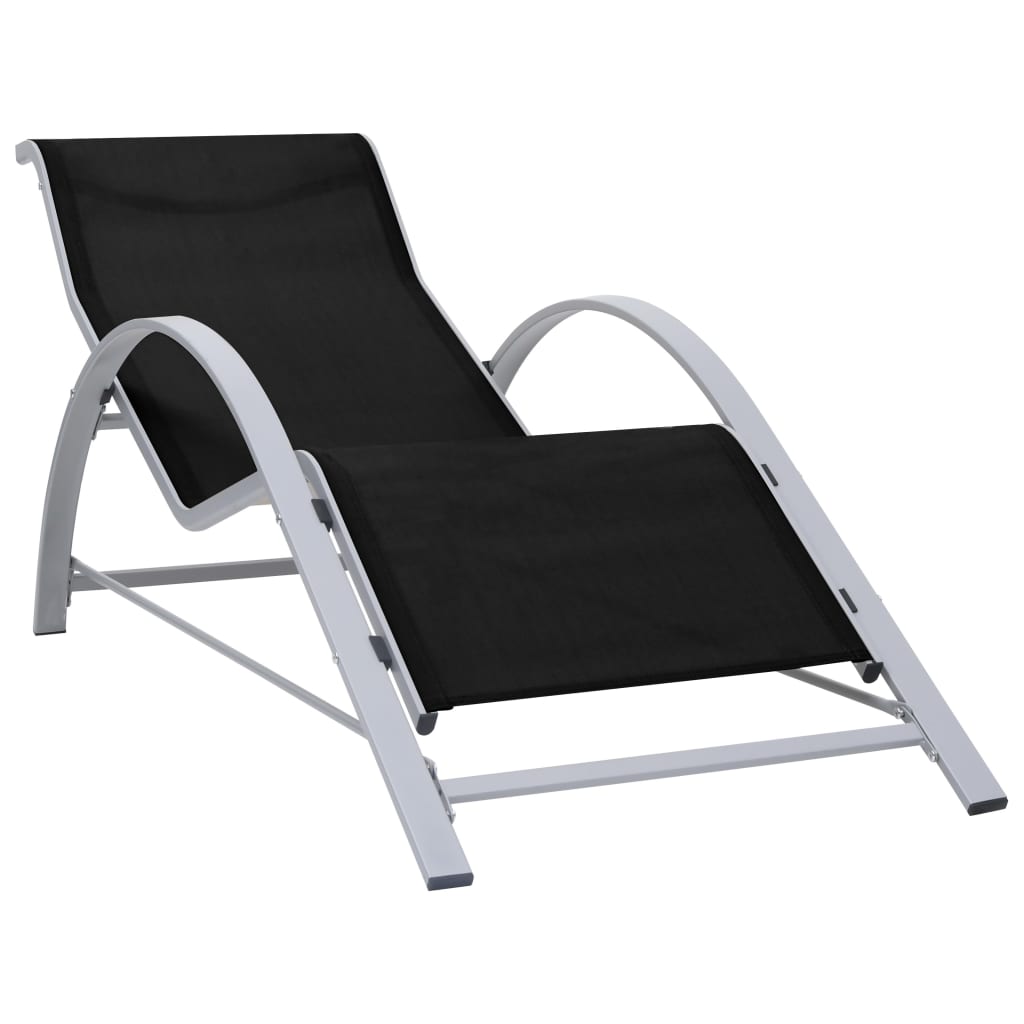 Sun Loungers 2 Pcs With Table Aluminium Black