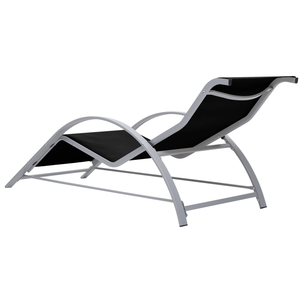 Sun Loungers 2 Pcs With Table Aluminium Black