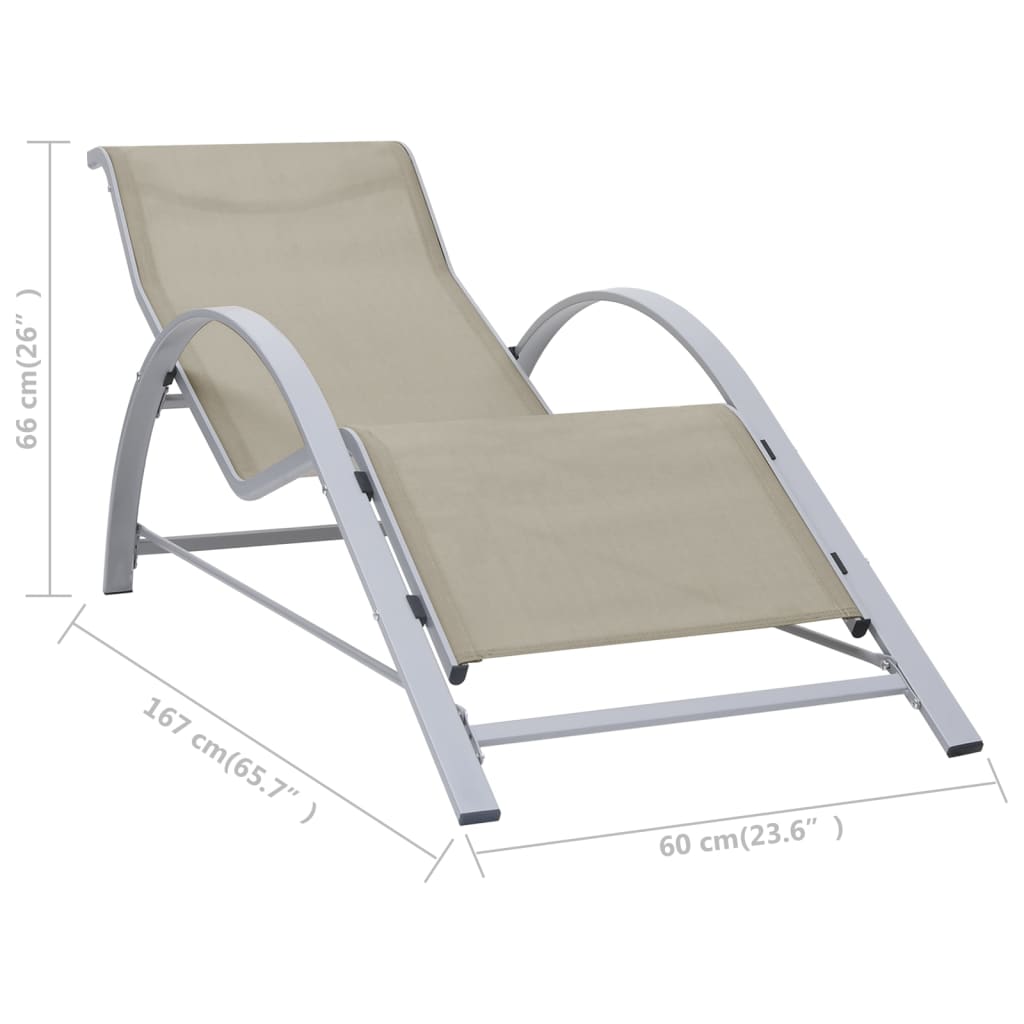 Sun Loungers 2 Pcs With Table Aluminium Cream