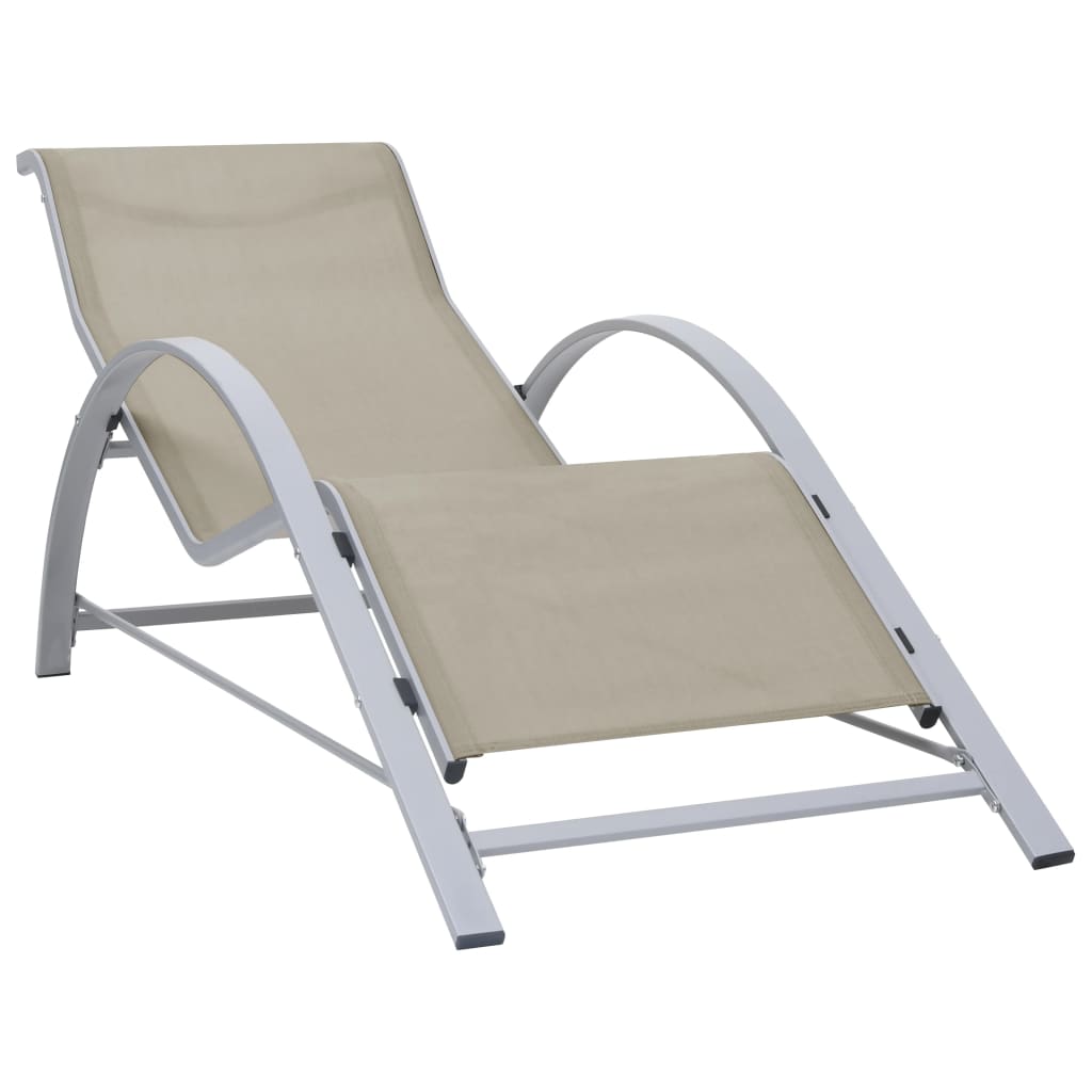 Sun Loungers 2 Pcs With Table Aluminium Cream