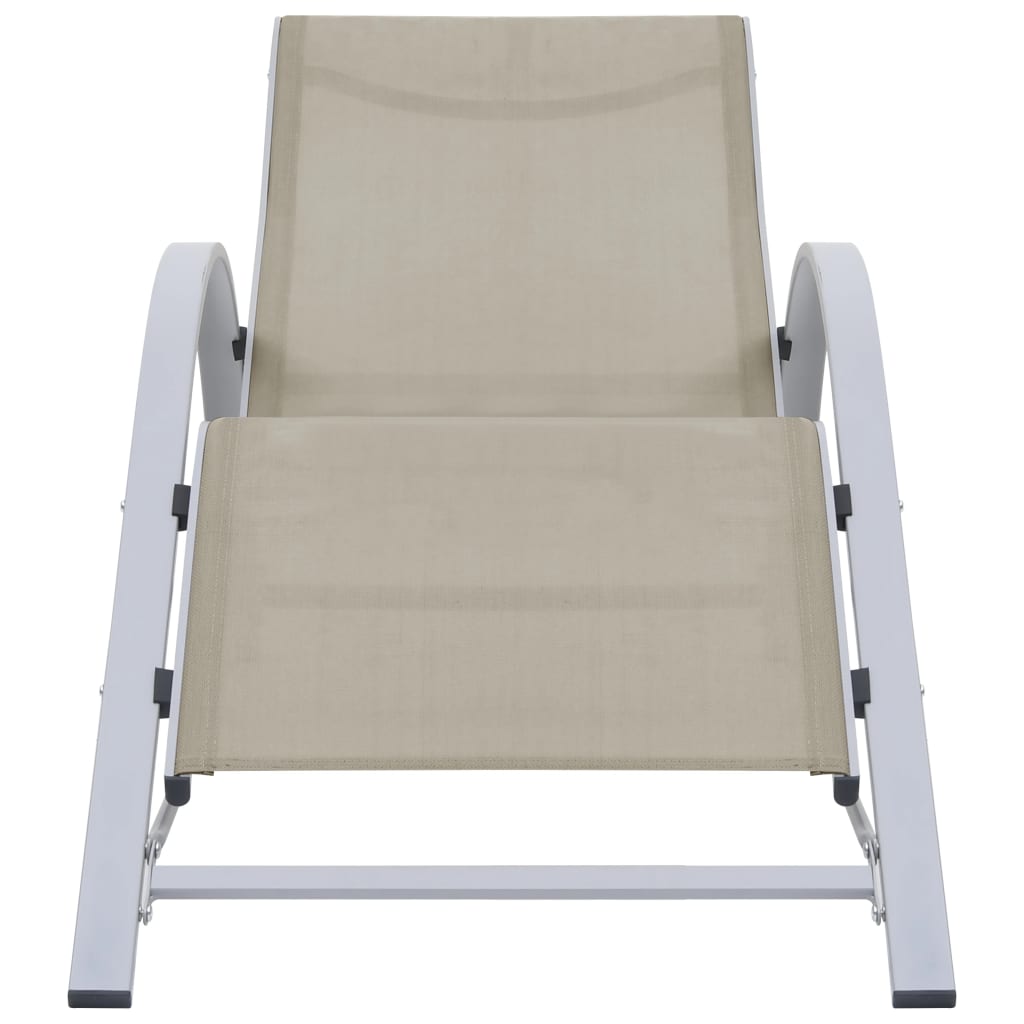 Sun Loungers 2 Pcs With Table Aluminium Cream