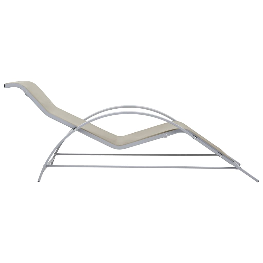 Sun Loungers 2 Pcs With Table Aluminium Cream