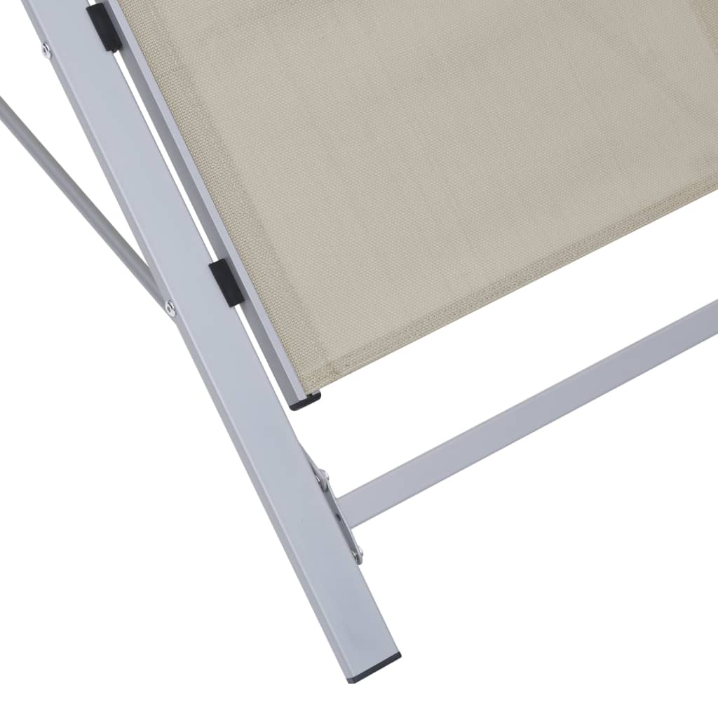 Sun Loungers 2 Pcs With Table Aluminium Cream