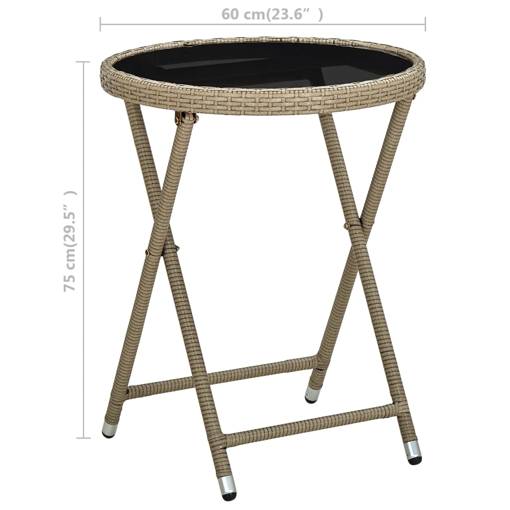 Tea Table 60 Cm Poly Rattan And Tempered