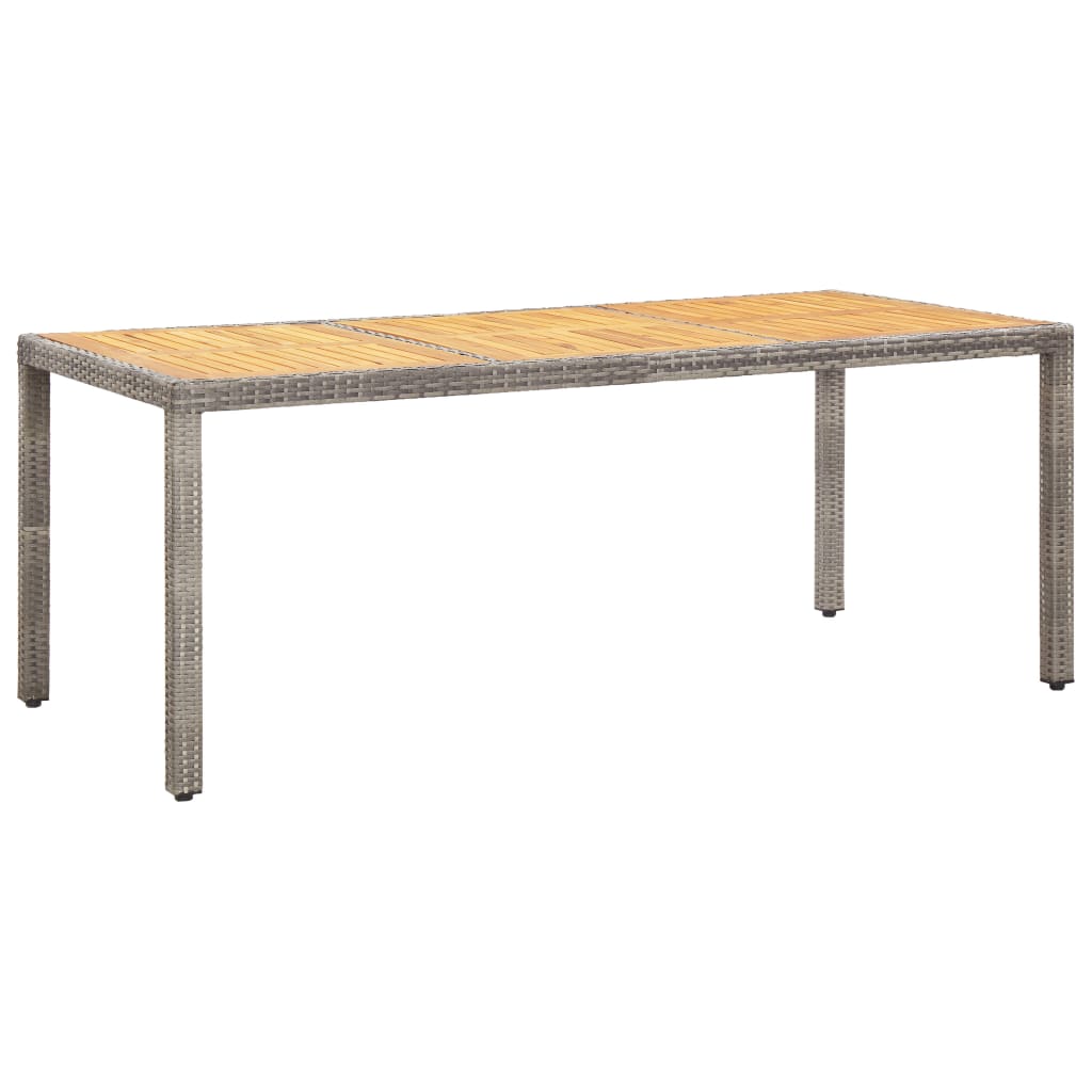 Garden Table 190X90X75 Cm Poly Rattan And Acacia Wood