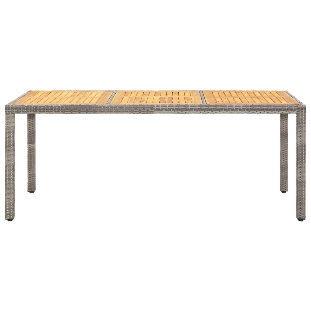 Garden Table 190X90X75 Cm Poly Rattan And Acacia Wood
