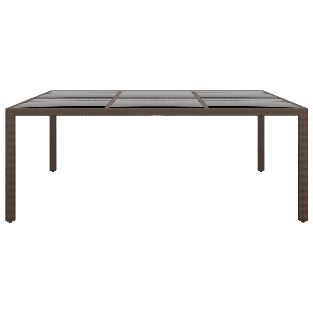 Garden Table With Glass Top 200X150X75 Cm Rattan