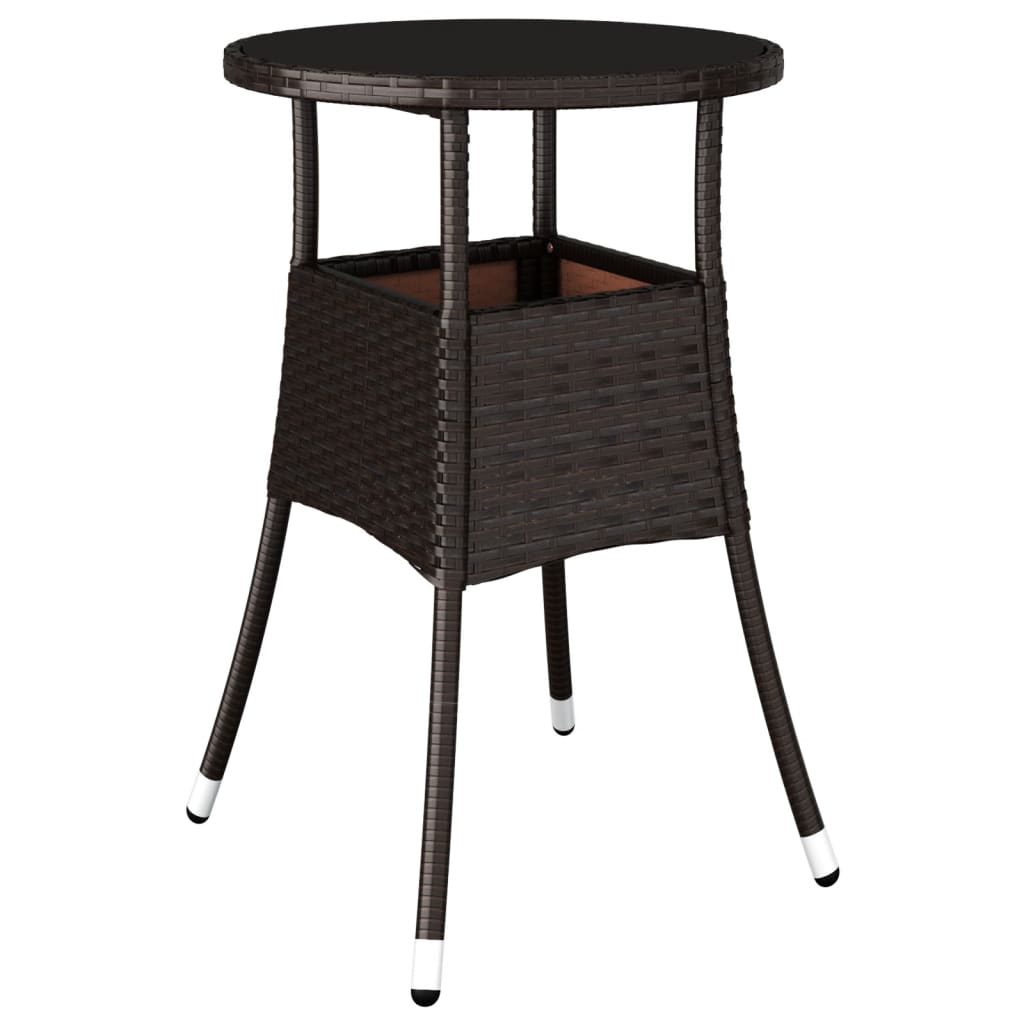 Garden Table Ø60X75 Cm Tempered Glass And Poly Rattan