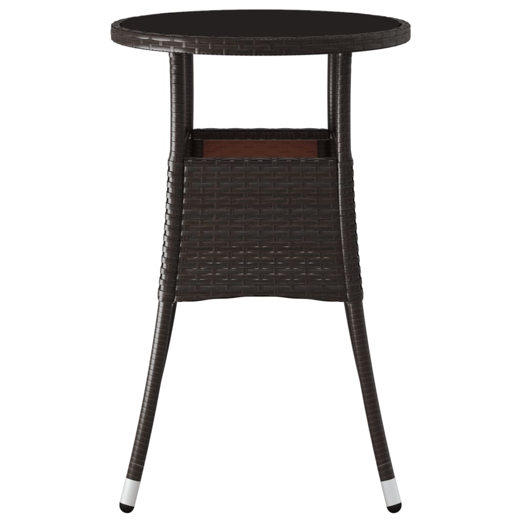 Garden Table Ø60X75 Cm Tempered Glass And Poly Rattan