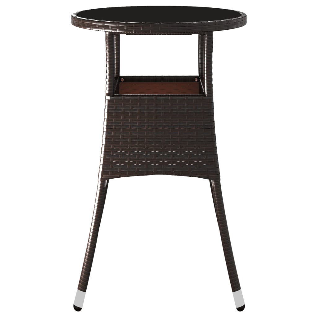 Garden Table Ø60X75 Cm Tempered Glass And Poly Rattan