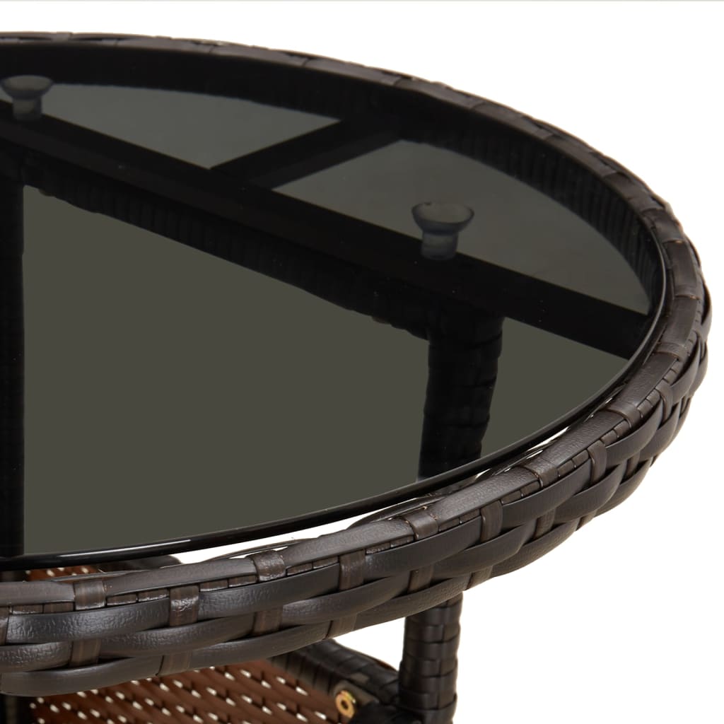 Garden Table Ø60X75 Cm Tempered Glass And Poly Rattan