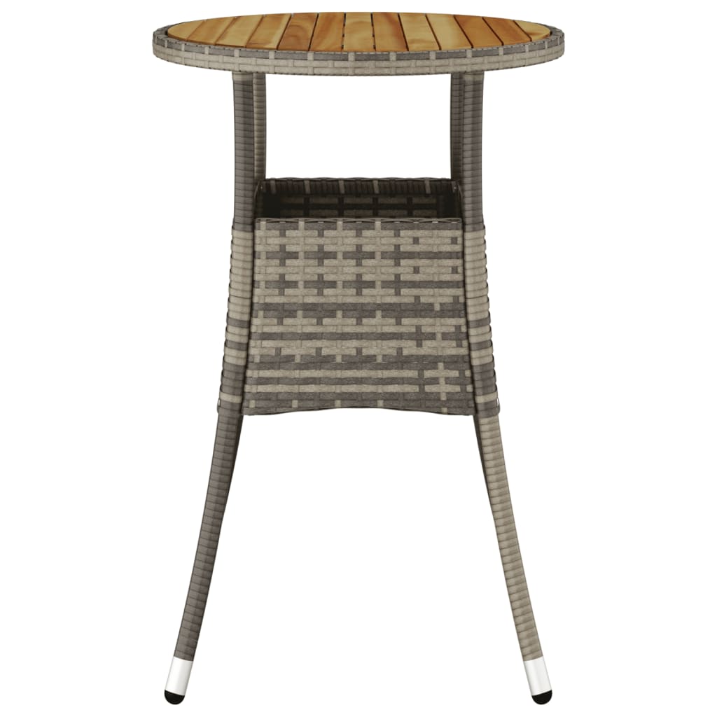 Garden Table Ø60X75 Cm Acacia Wood And Poly Rattan