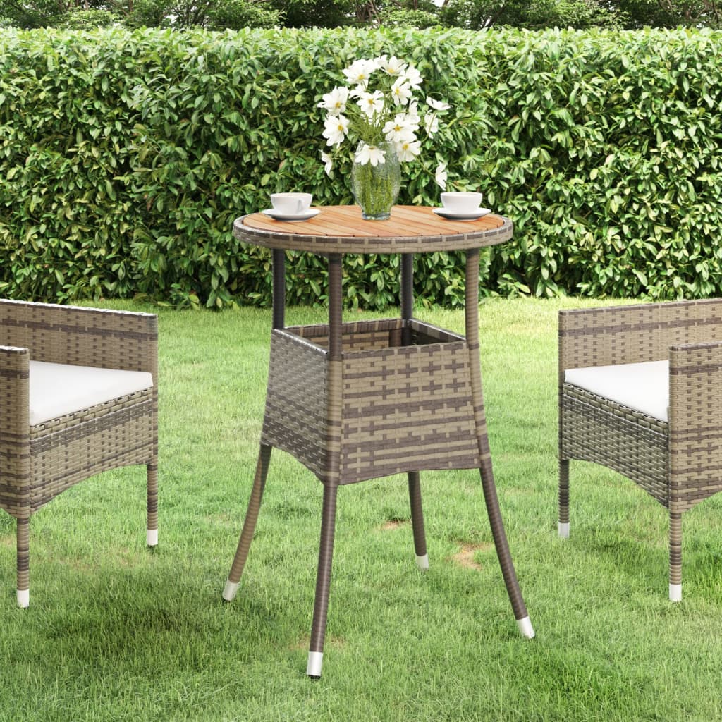 Garden Table Ø60X75 Cm Acacia Wood And Poly Rattan