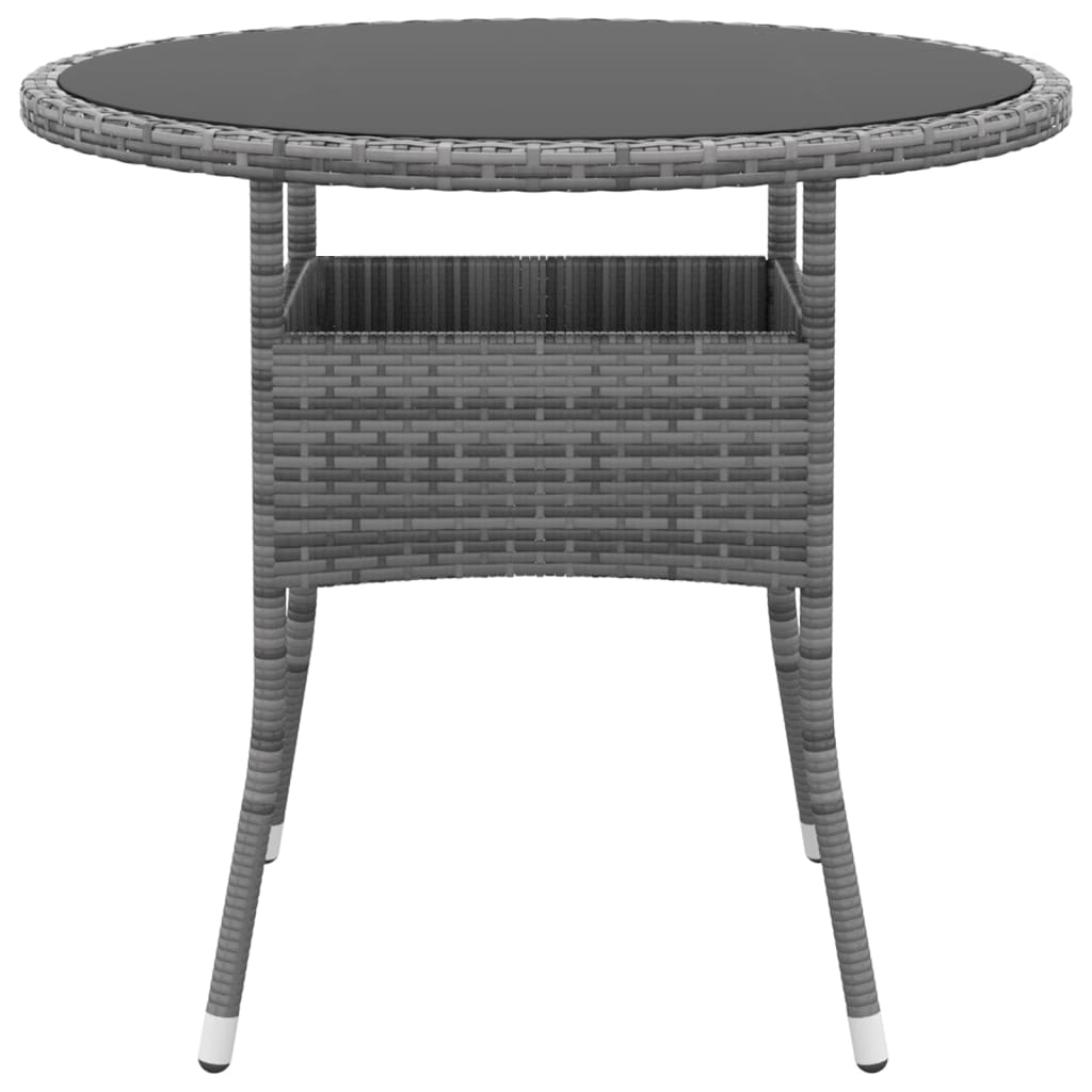 Garden Table Ø80X75 Cm Tempered Glass And Poly Rattan