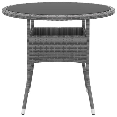 Garden Table Ø80X75 Cm Tempered Glass And Poly Rattan