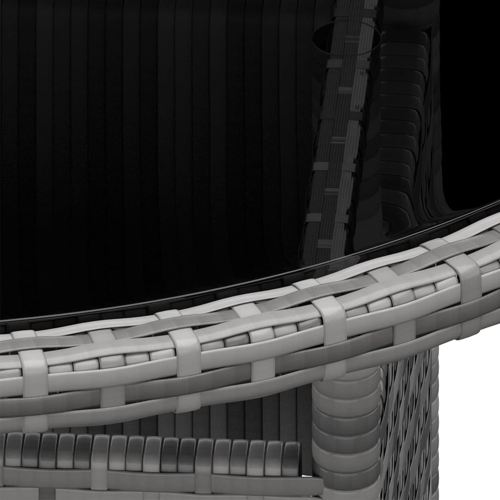 Garden Table Ø80X75 Cm Tempered Glass And Poly Rattan